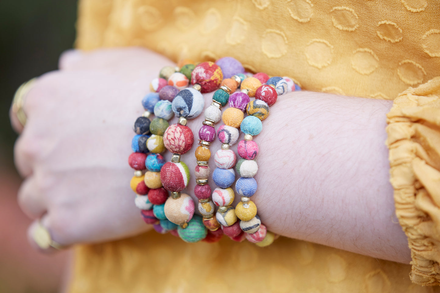 Small Kantha Bauble Bracelet - Extended