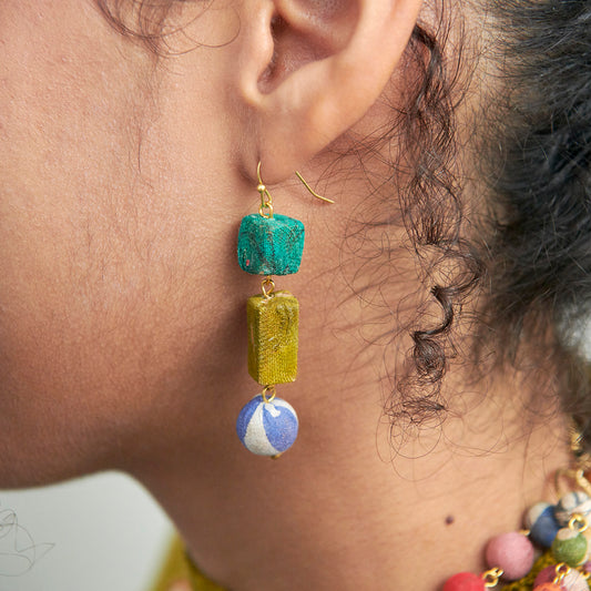 Kantha Linear Shapes Earrings
