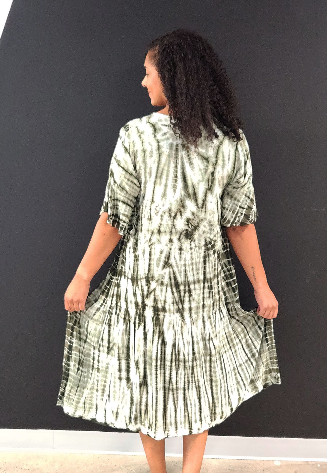 Green Tie Dye Hi/Lo Dress