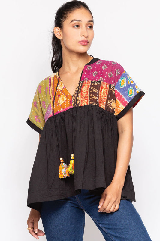 Kantha Cotton Tunic Top