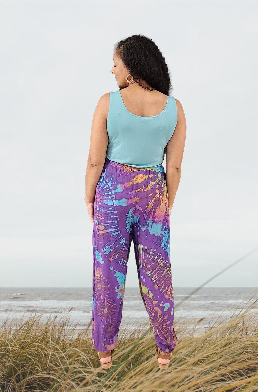 Tie Dye Rayon Elastic Ankle Pants