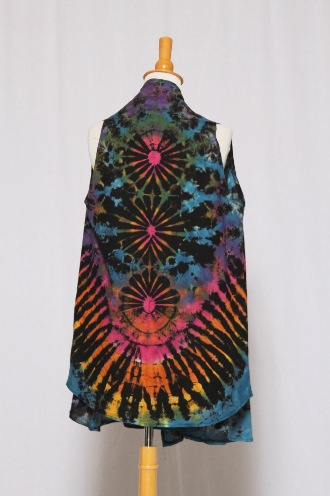 Cotton Tie Dye Vest w/Pockets Black