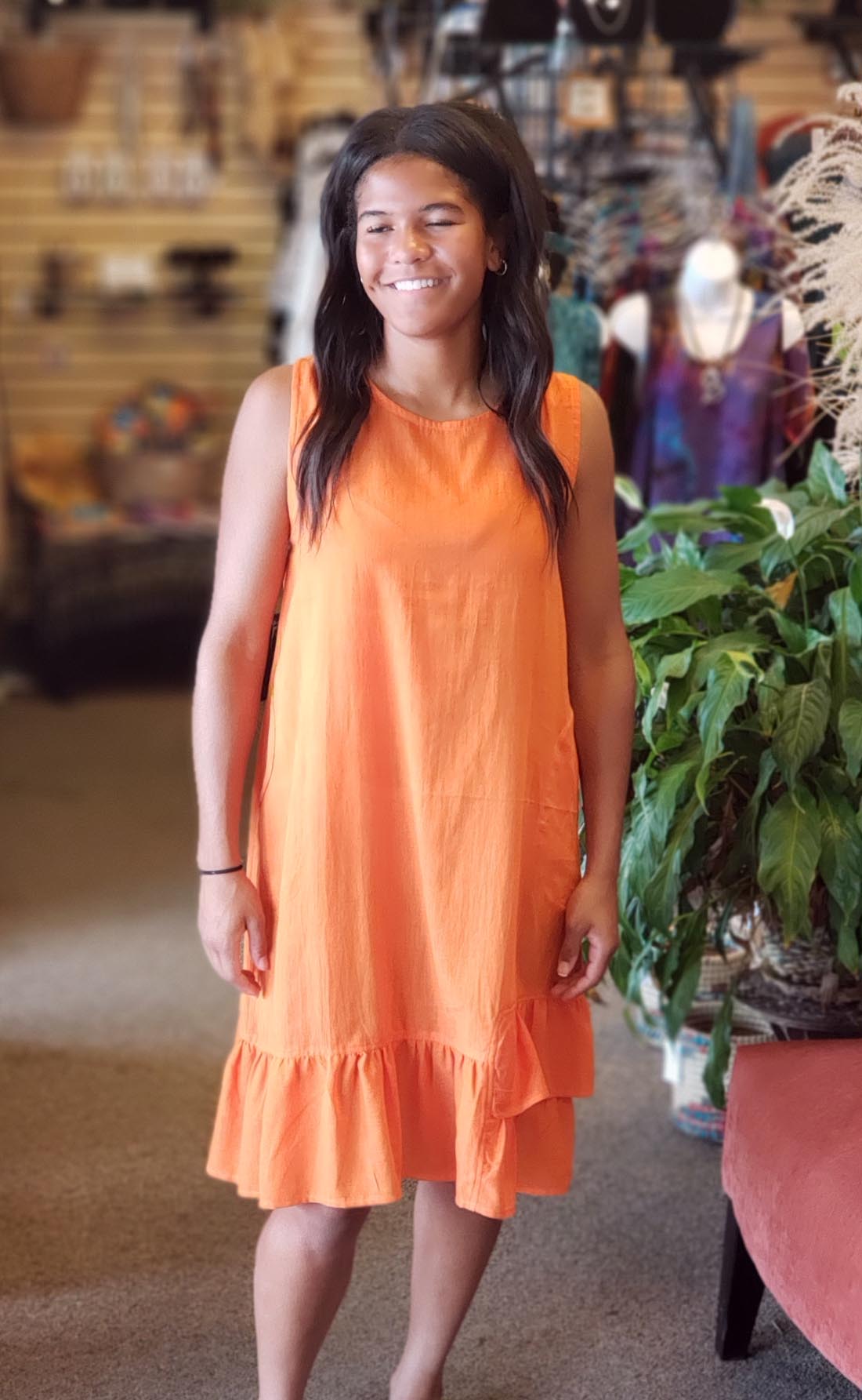 cotton midi dresses with pockets Sleeveless Cotton Midi Dress Pockets