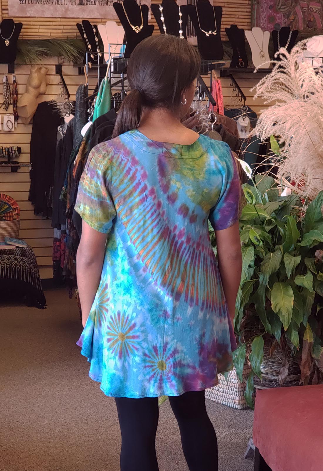 Short Sleeve Tie Dye Swing Top