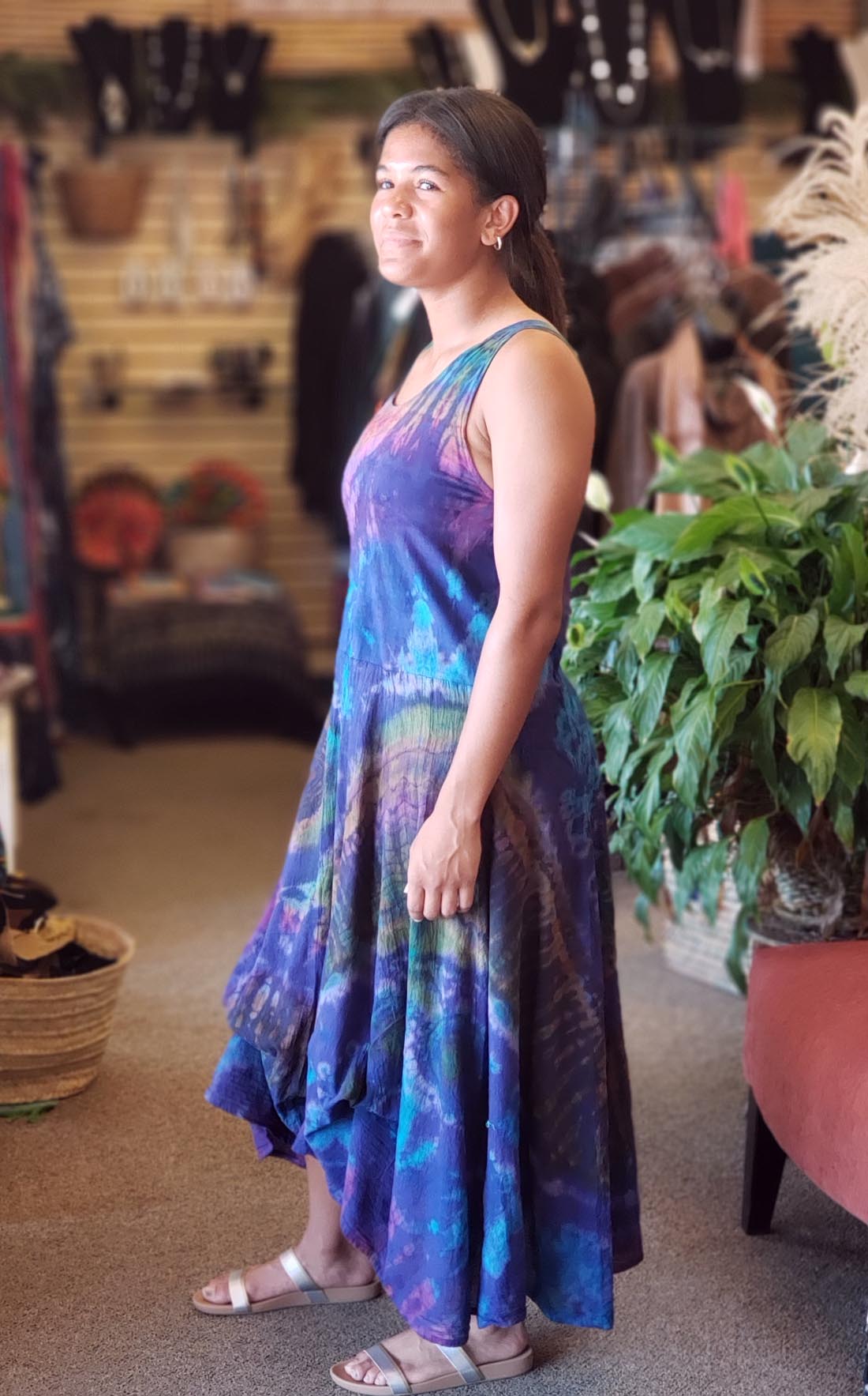 Stretch Top Tie Dye Dress w/Ties