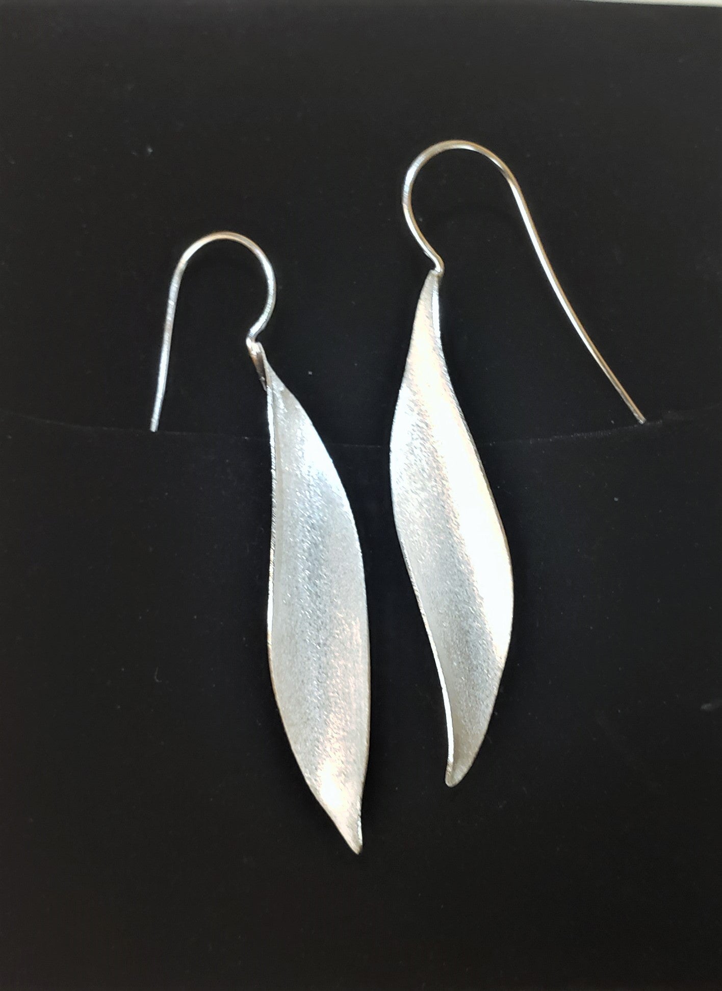 Sterling Silver Slender Leaf Earrings