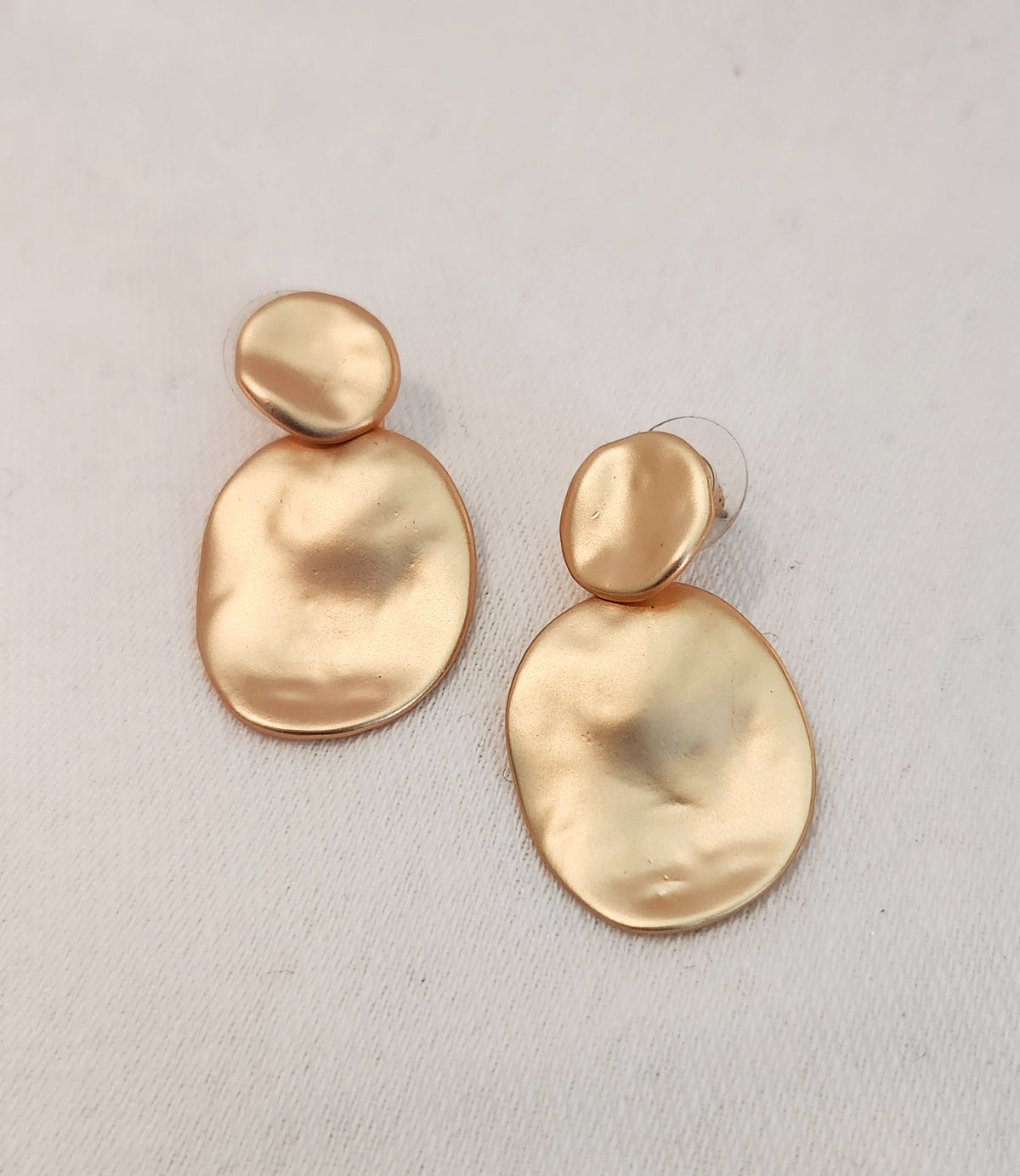 Gold Double Ovals Post Earrings