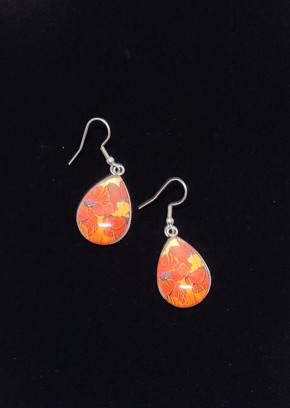 Red Poppy Teardrop Earrings