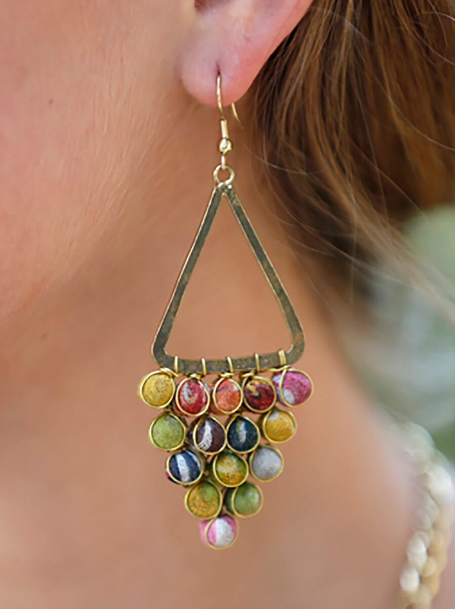 Kantha Reflective Chandelier Earrings