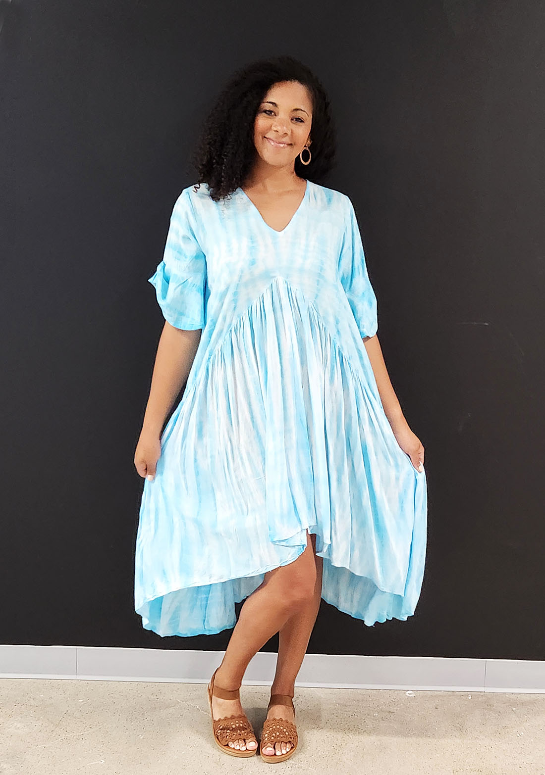 Blue Tie Dye Hi/Lo Dress