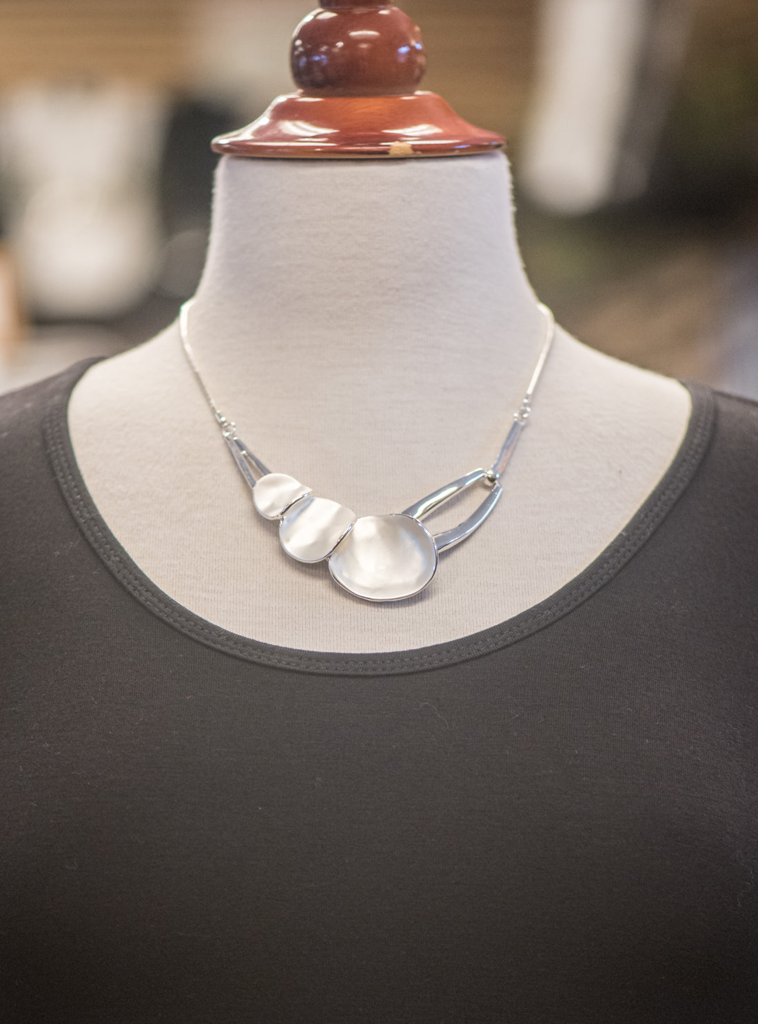 Asymmetrical Silver Tone Necklace