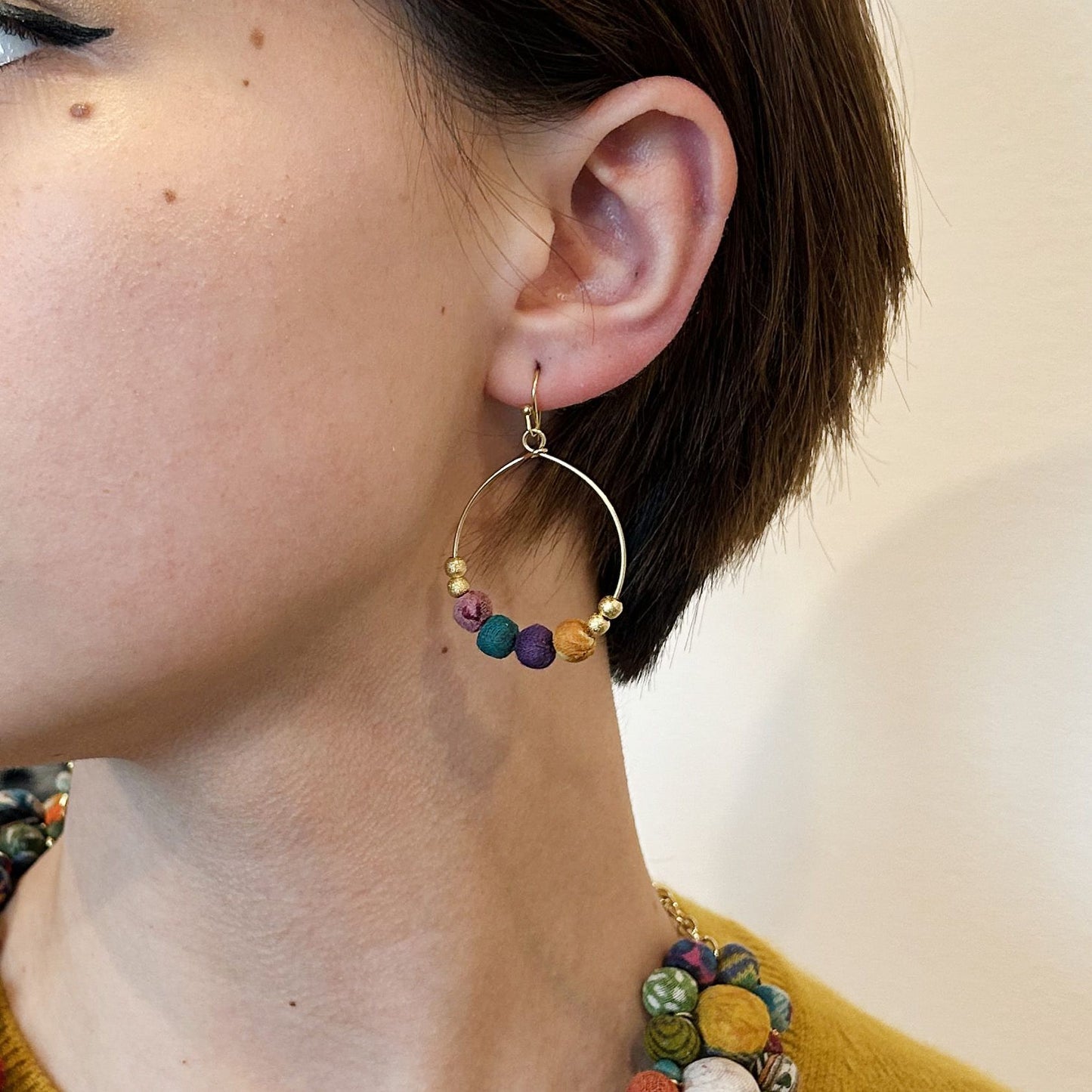 Kantha Petite Gilded Hoops