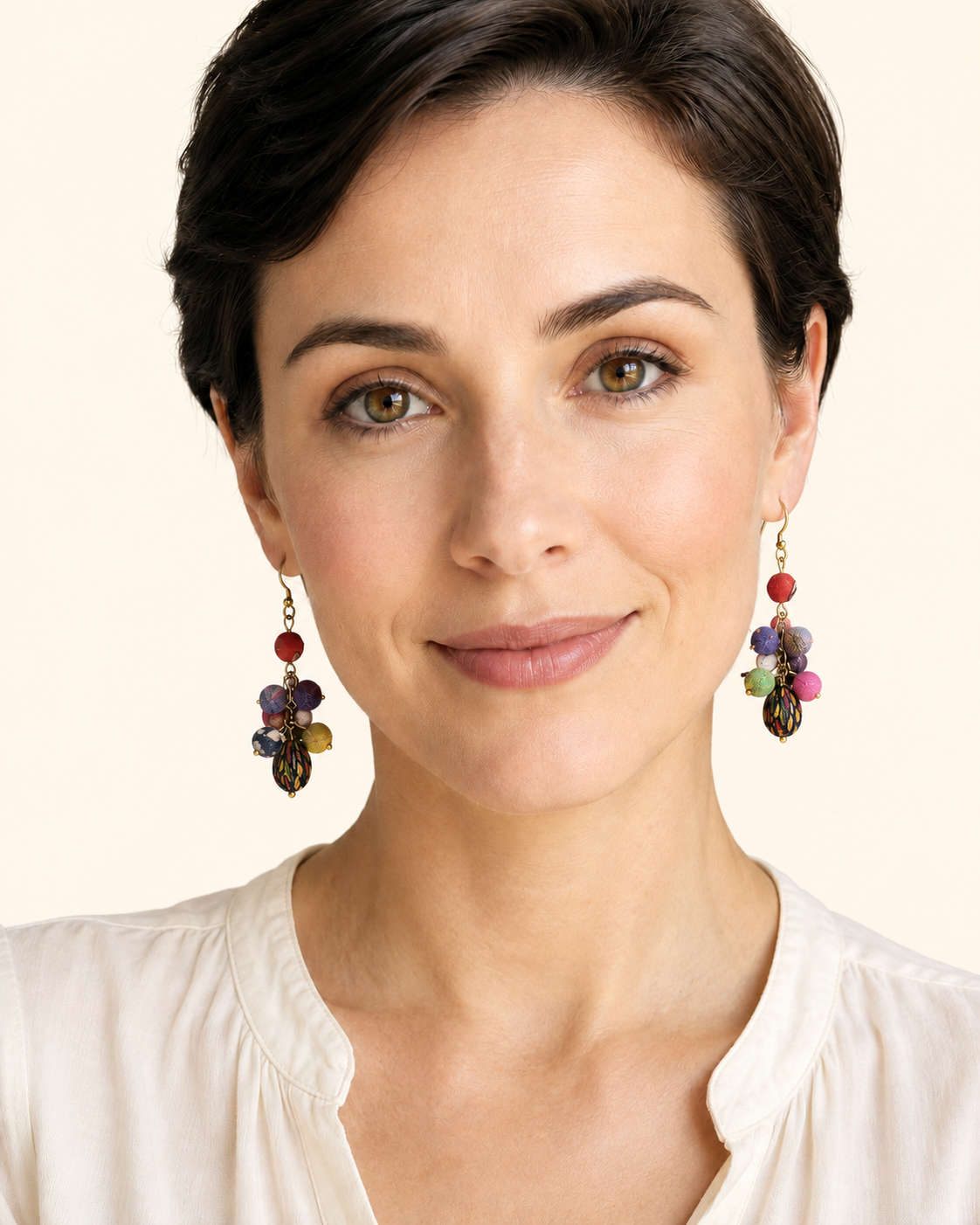 Kantha Tiered Droplet Earrings
