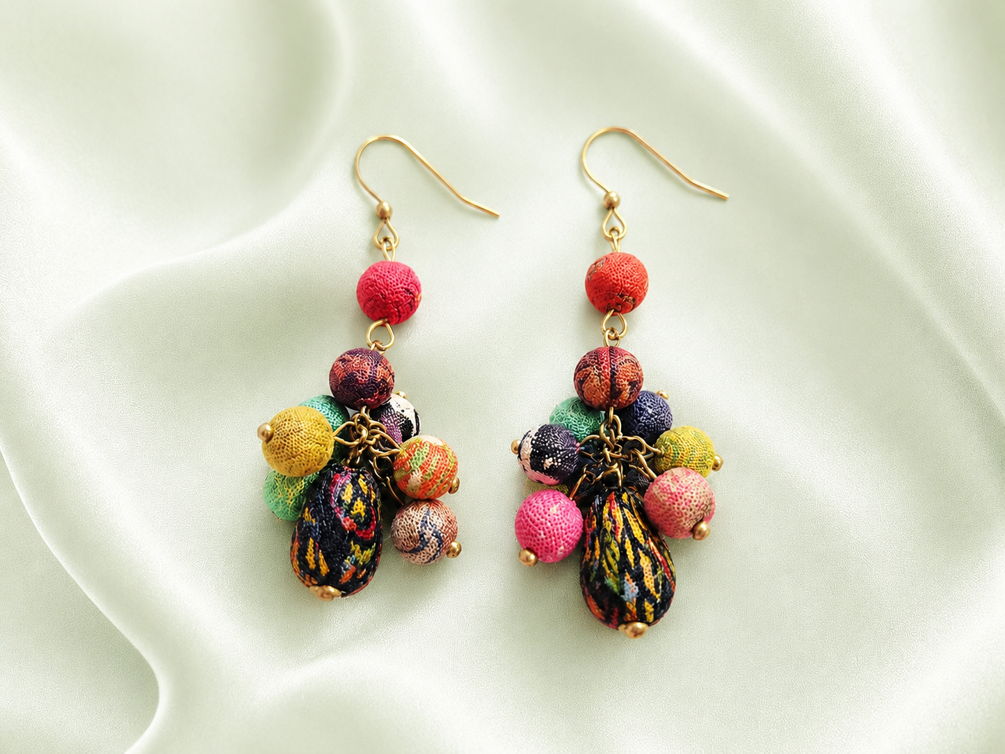 Kantha Tiered Droplet Earrings