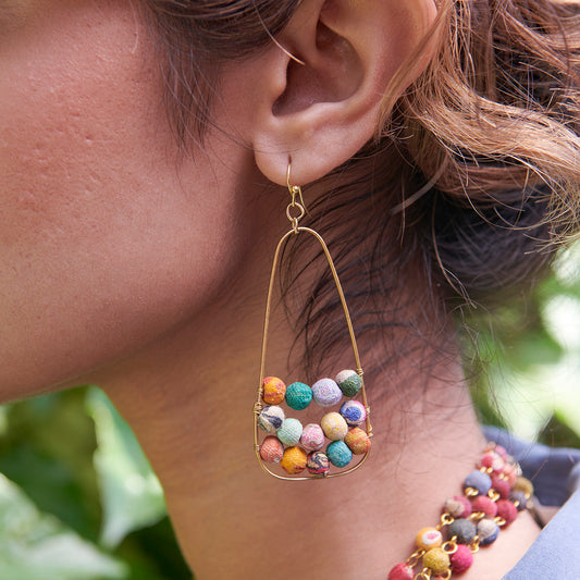 Kantha Embedded Earrings