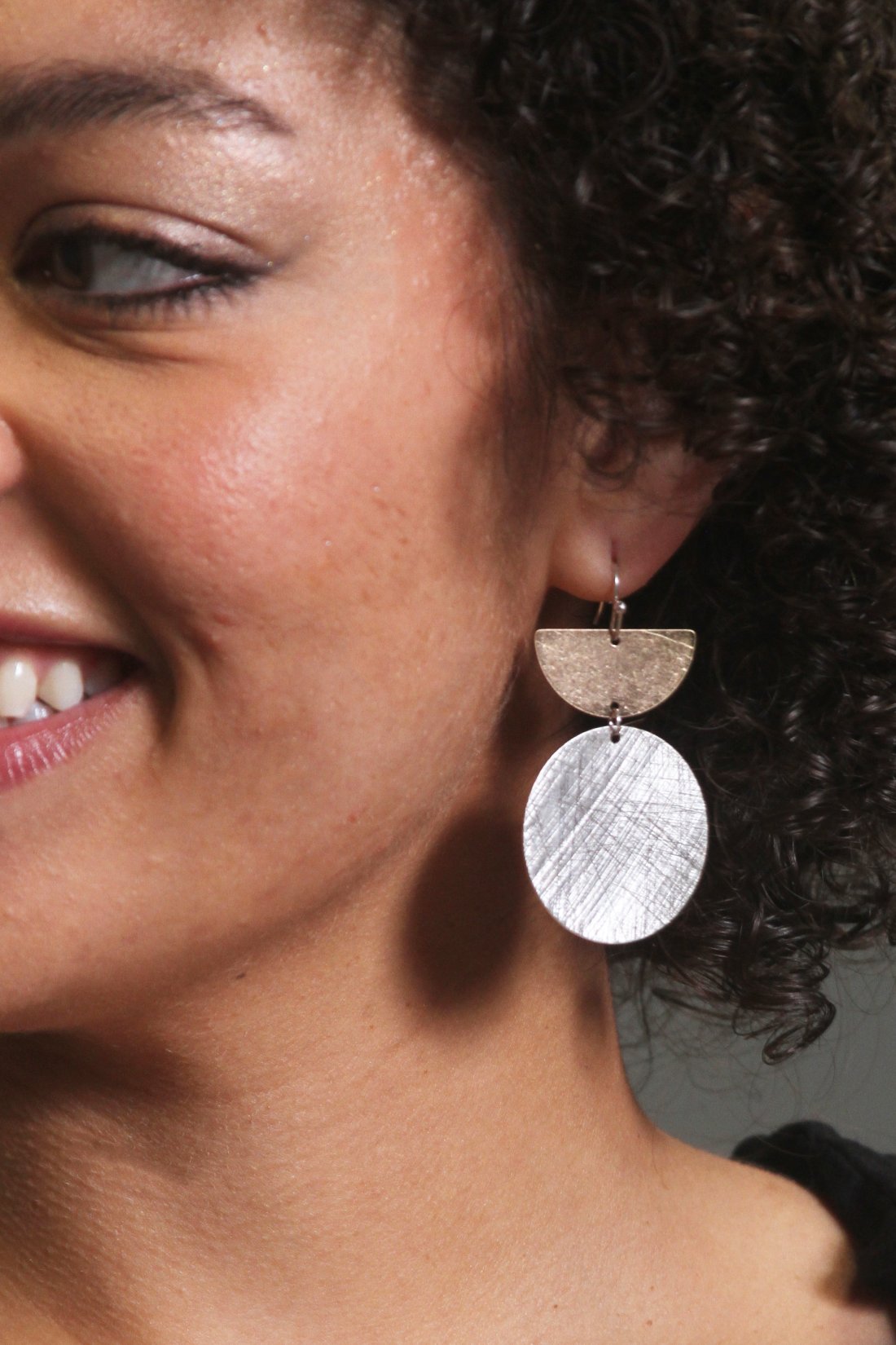 Two-tone Circle and Half Circle Earrings