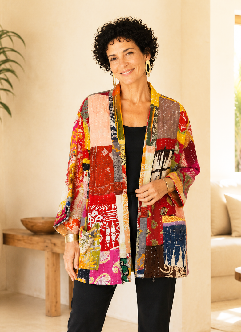 Kantha Reversible Cotton Kimono Jacket