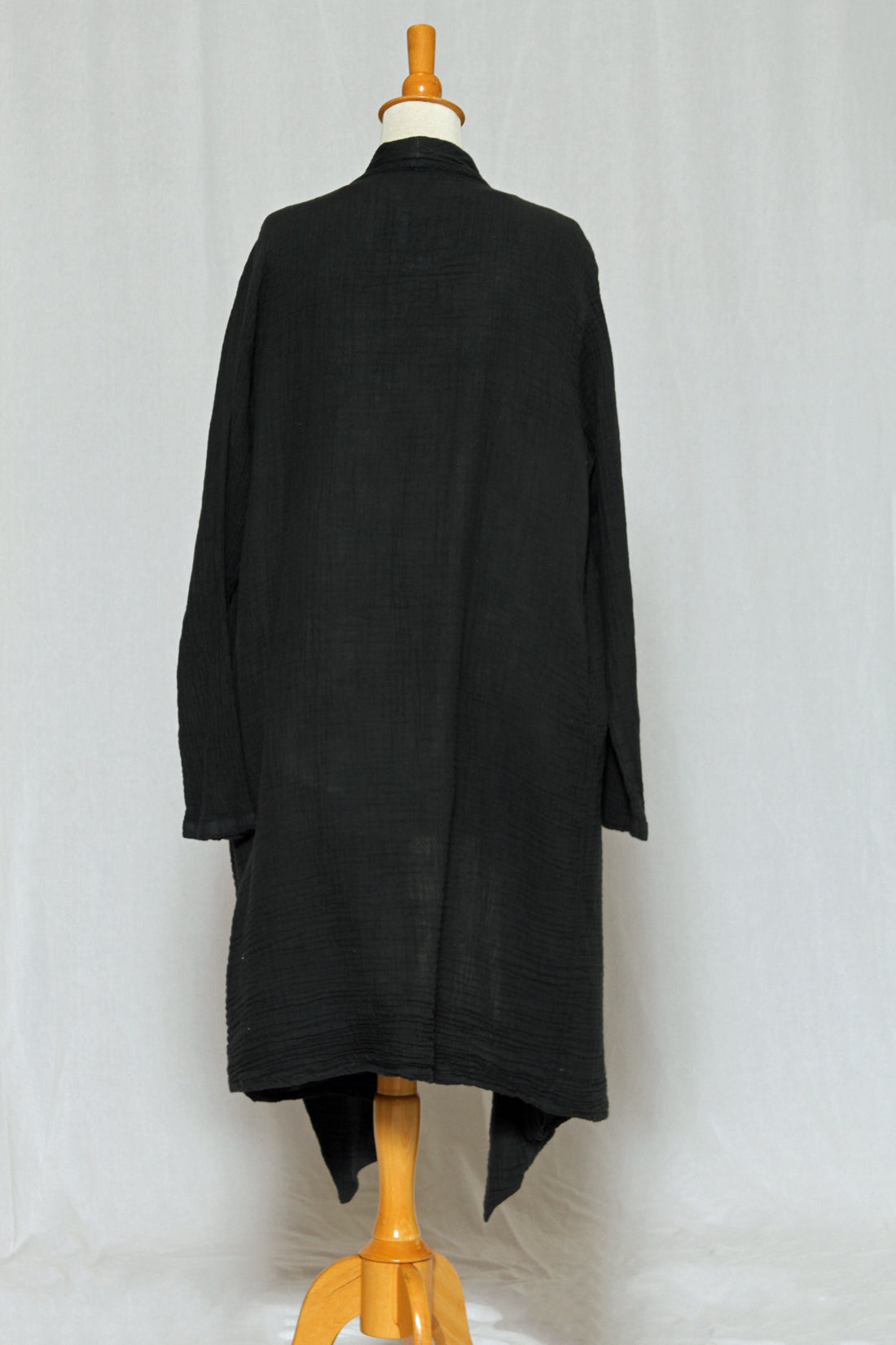 Wide Collar Cotton Gauze Jacket w/Pockets Black