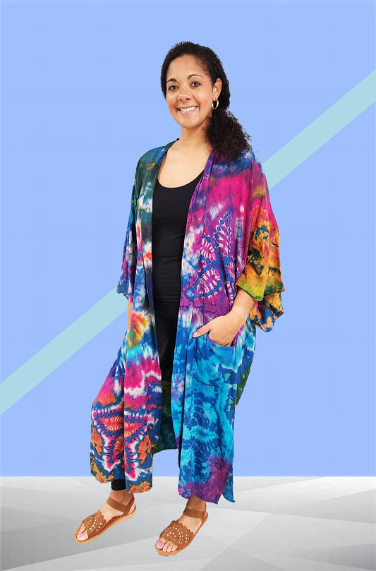 Tie Dye Duster Cardigan Kimono