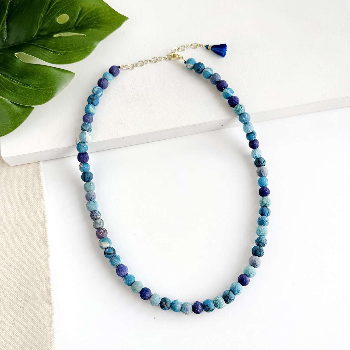 Classic Kantha Azure Strand Necklace
