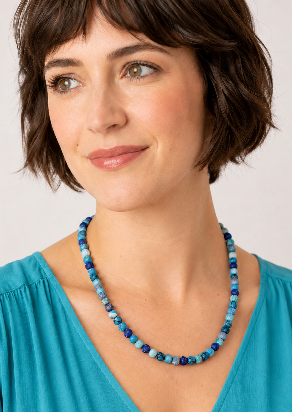 Classic Kantha Azure Strand Necklace