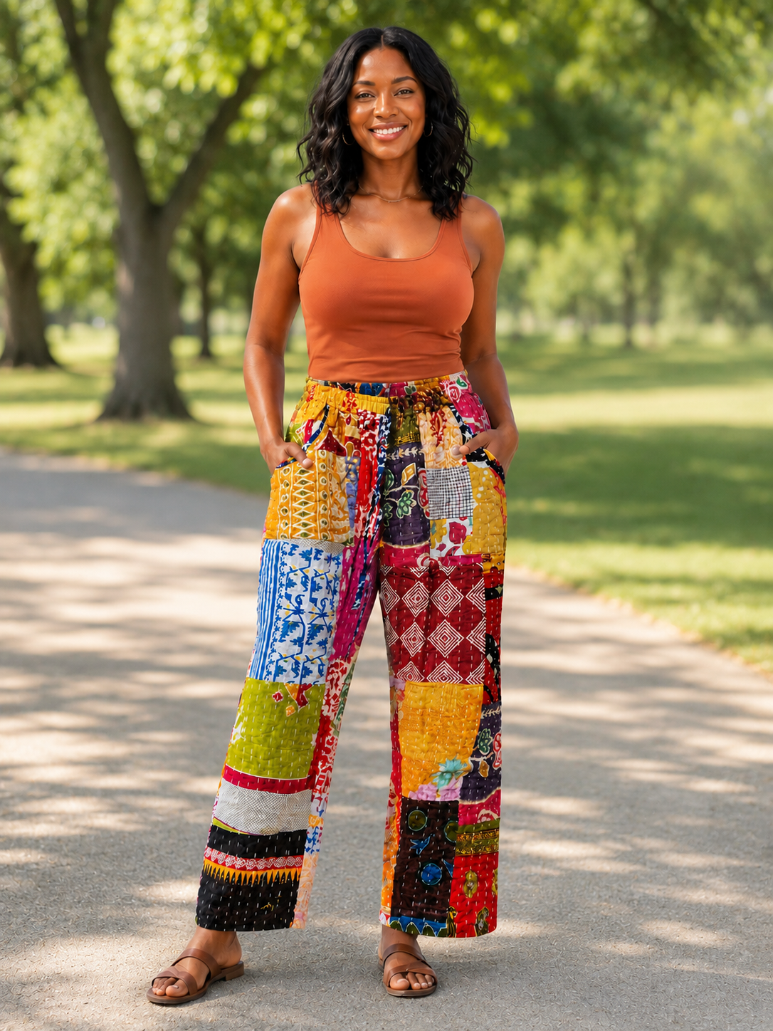 Reversible Kantha Pants