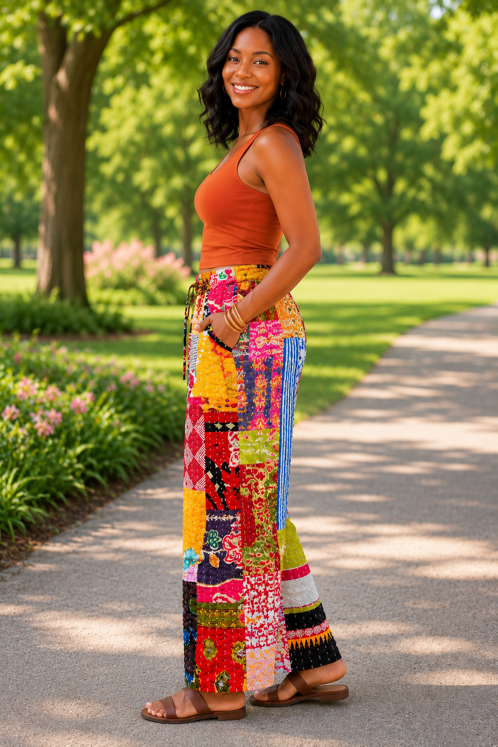 Reversible Kantha Pants