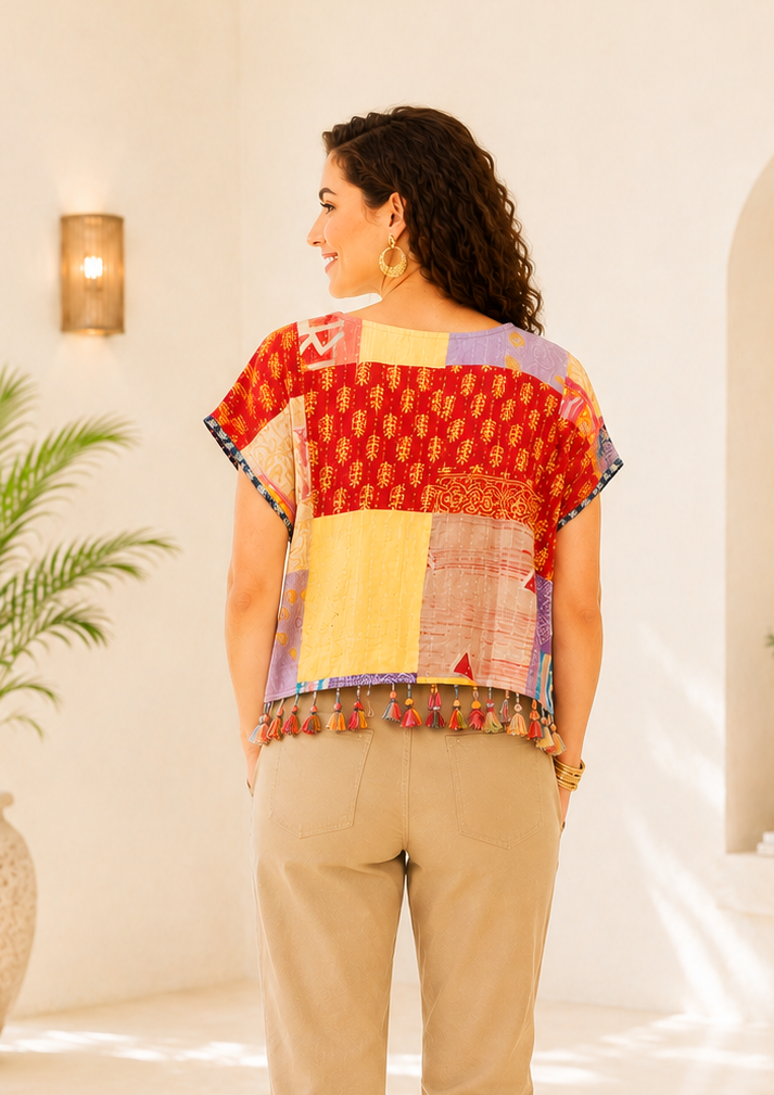 Kantha Cotton Crop Top