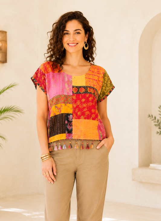 Kantha Cotton Crop Top