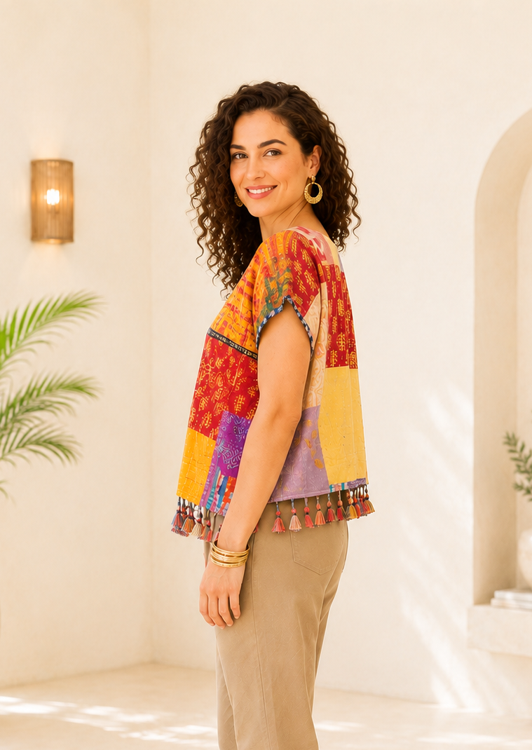 Kantha Cotton Crop Top