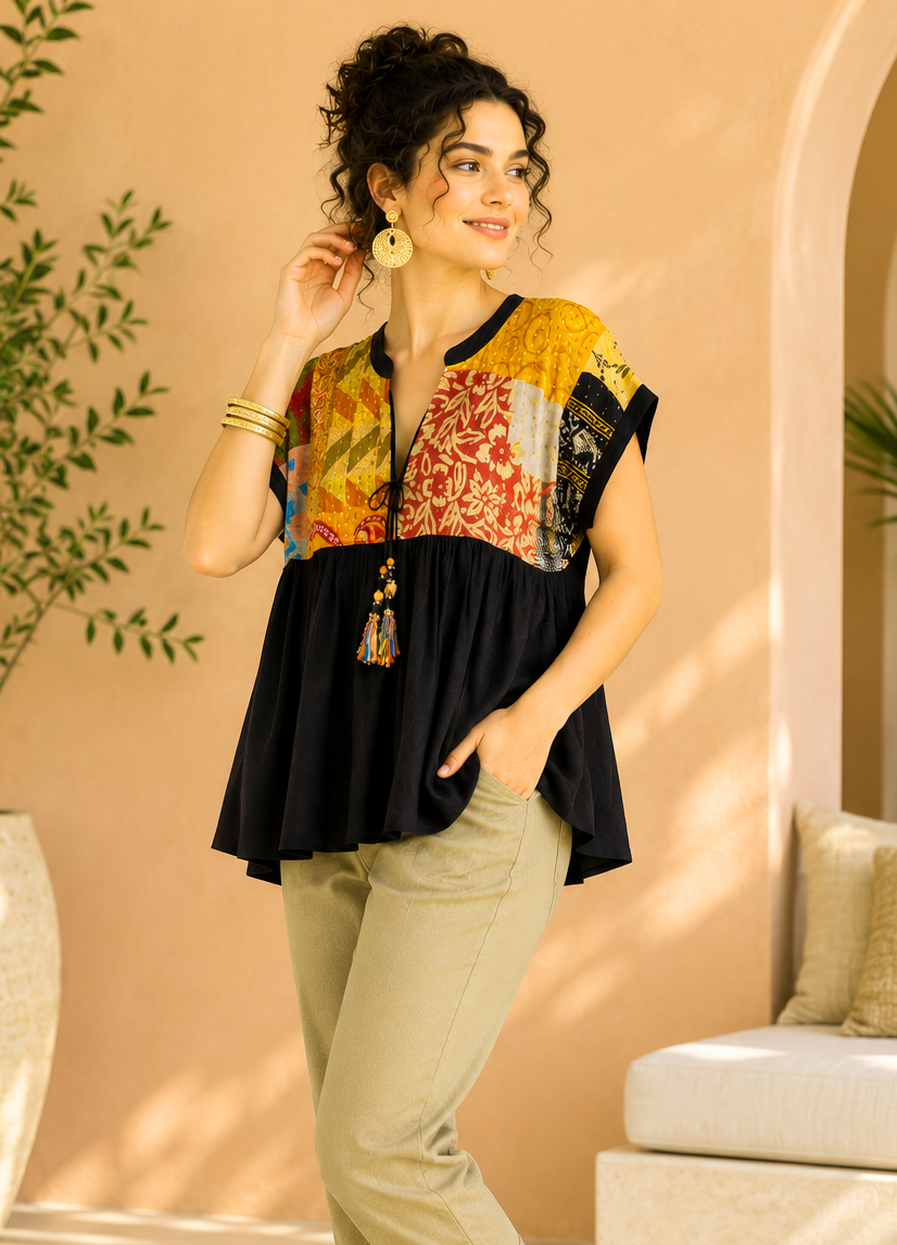 Kantha Cotton Tunic Top