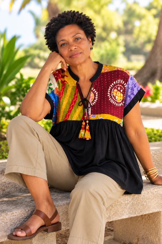 Kantha Cotton Tunic Top