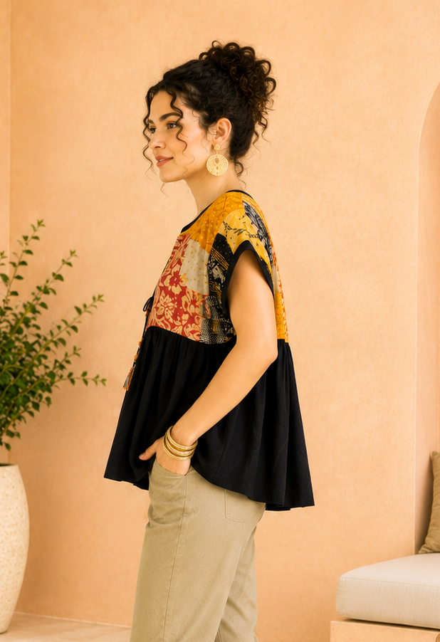 Kantha Cotton Tunic Top