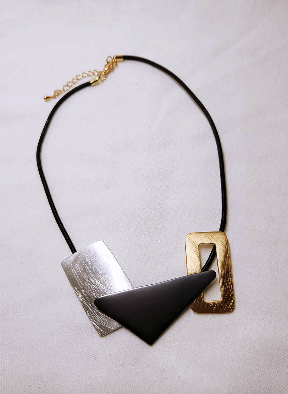 Shapes on Leather Cord Necklace