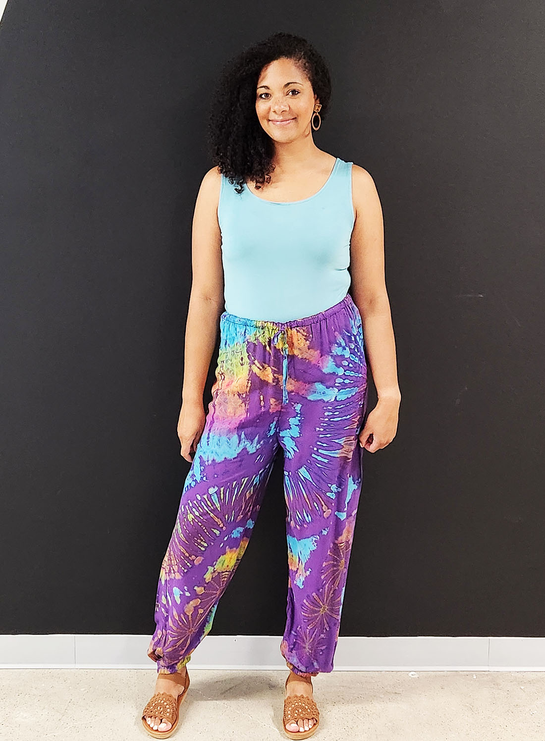 Tie Dye Rayon Straight Leg Pants