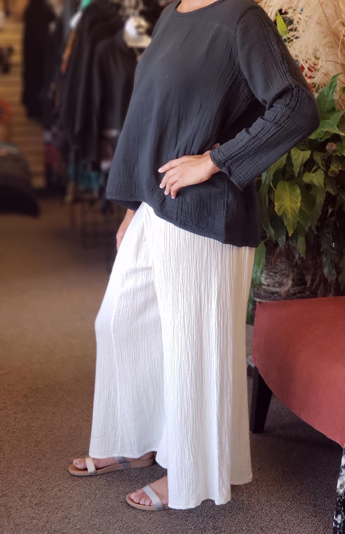 Gauze Palazzo Pants - Off-white