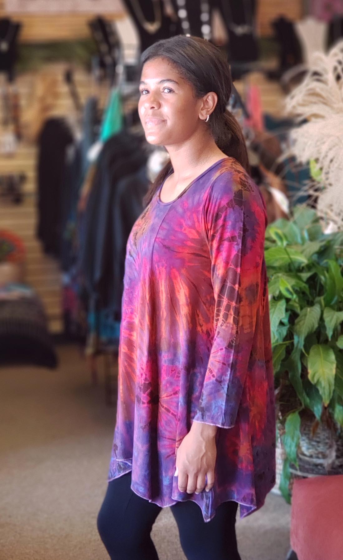 Purple Tie Dye Long Sleeve Tunic