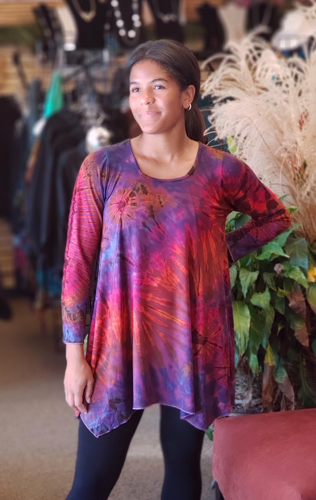 Purple Tie Dye Long Sleeve Tunic