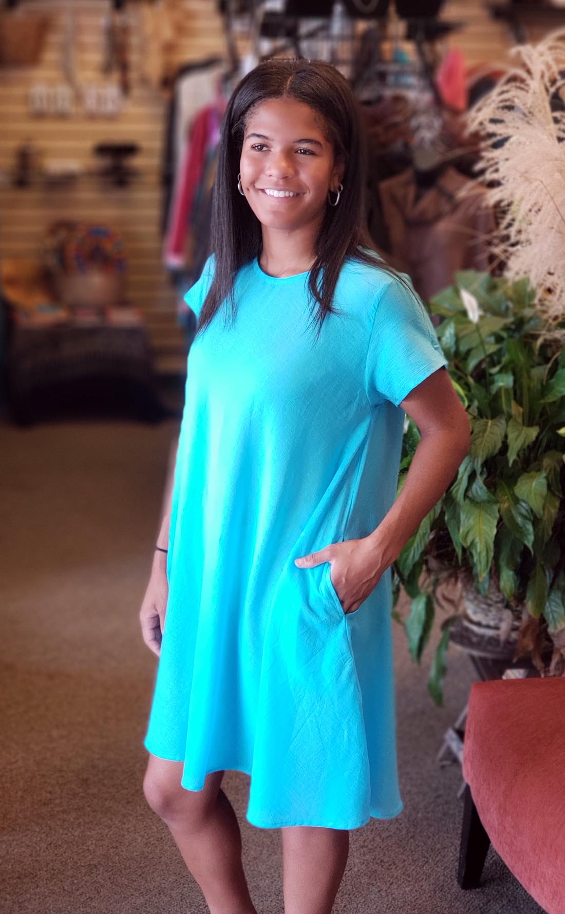 Turquoise Cap Sleeve Dress