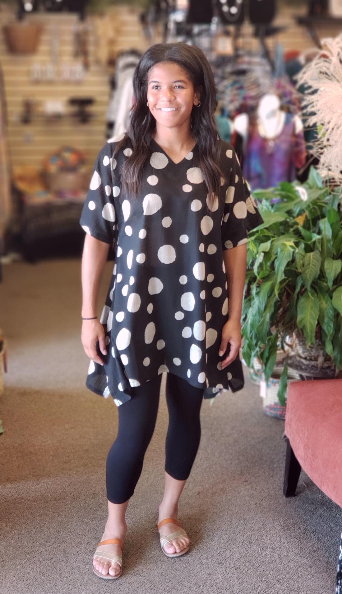 Oversized Cotton Tunic Dots Print