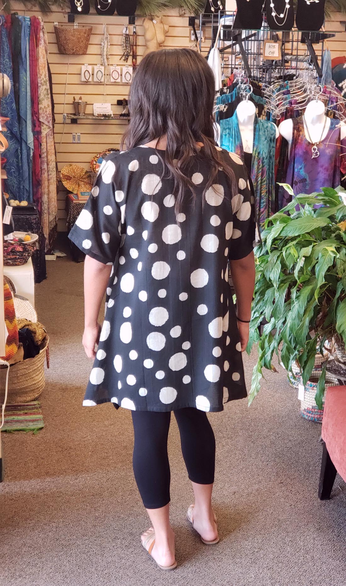 Oversized Cotton Tunic Dots Print