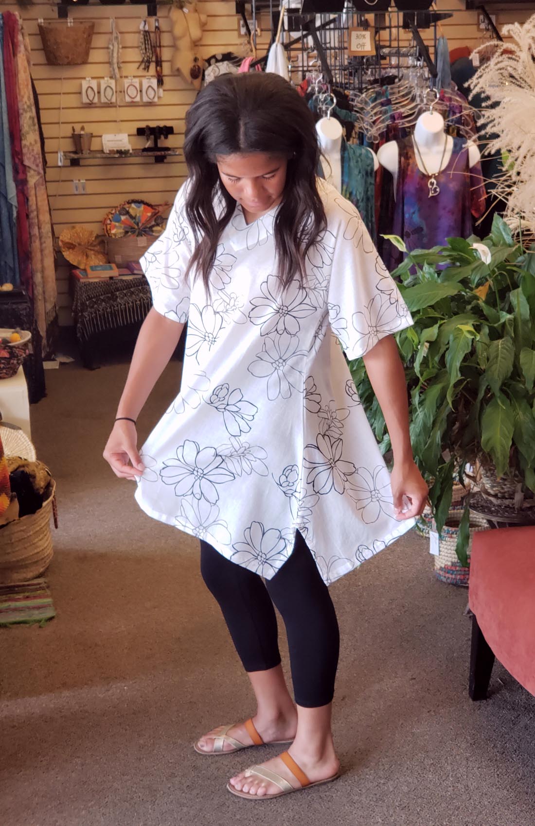 Oversized Cotton Tunic Floral Print