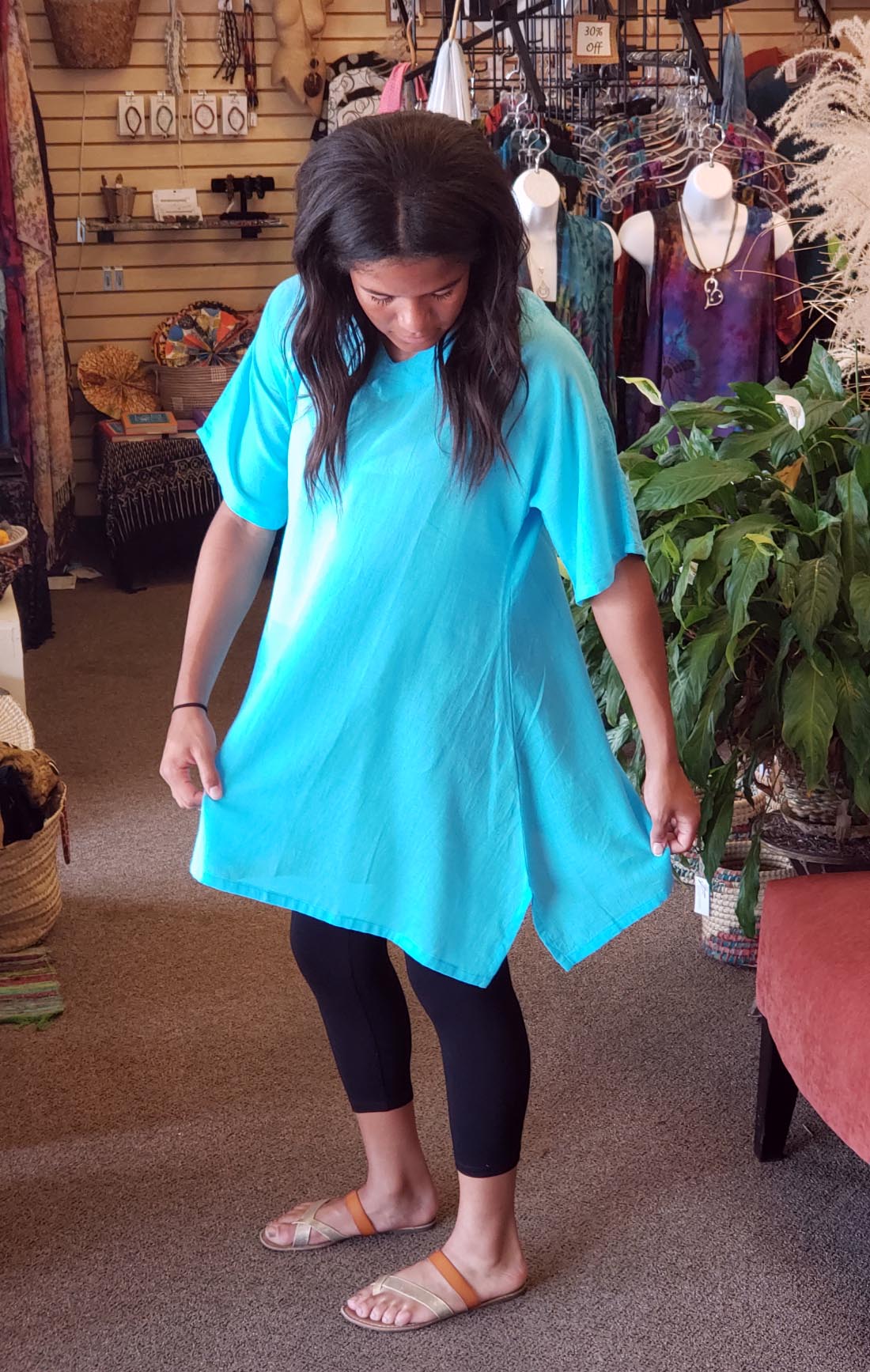 Oversized Cotton Tunic Turquoise