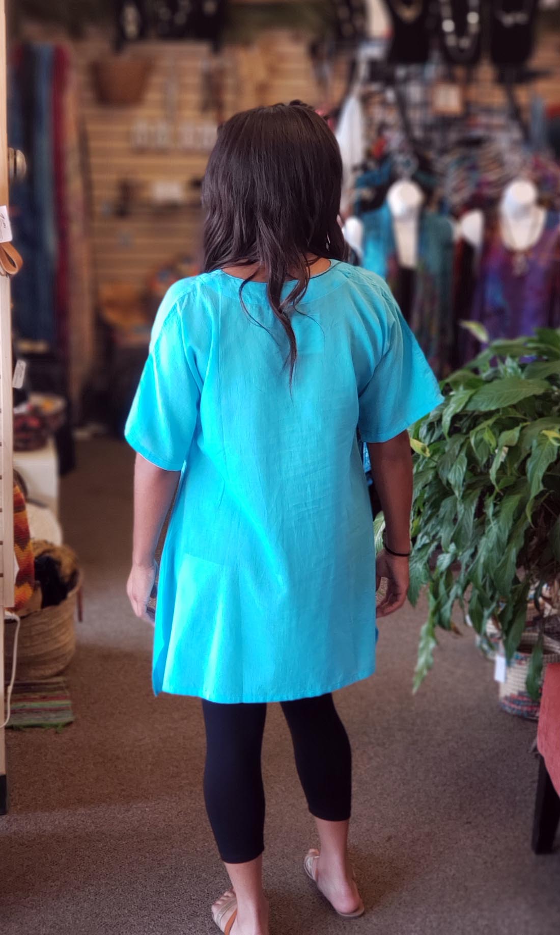 Oversized Cotton Tunic Turquoise