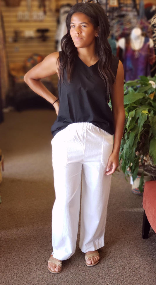 Cotton Pants w/Pockets White