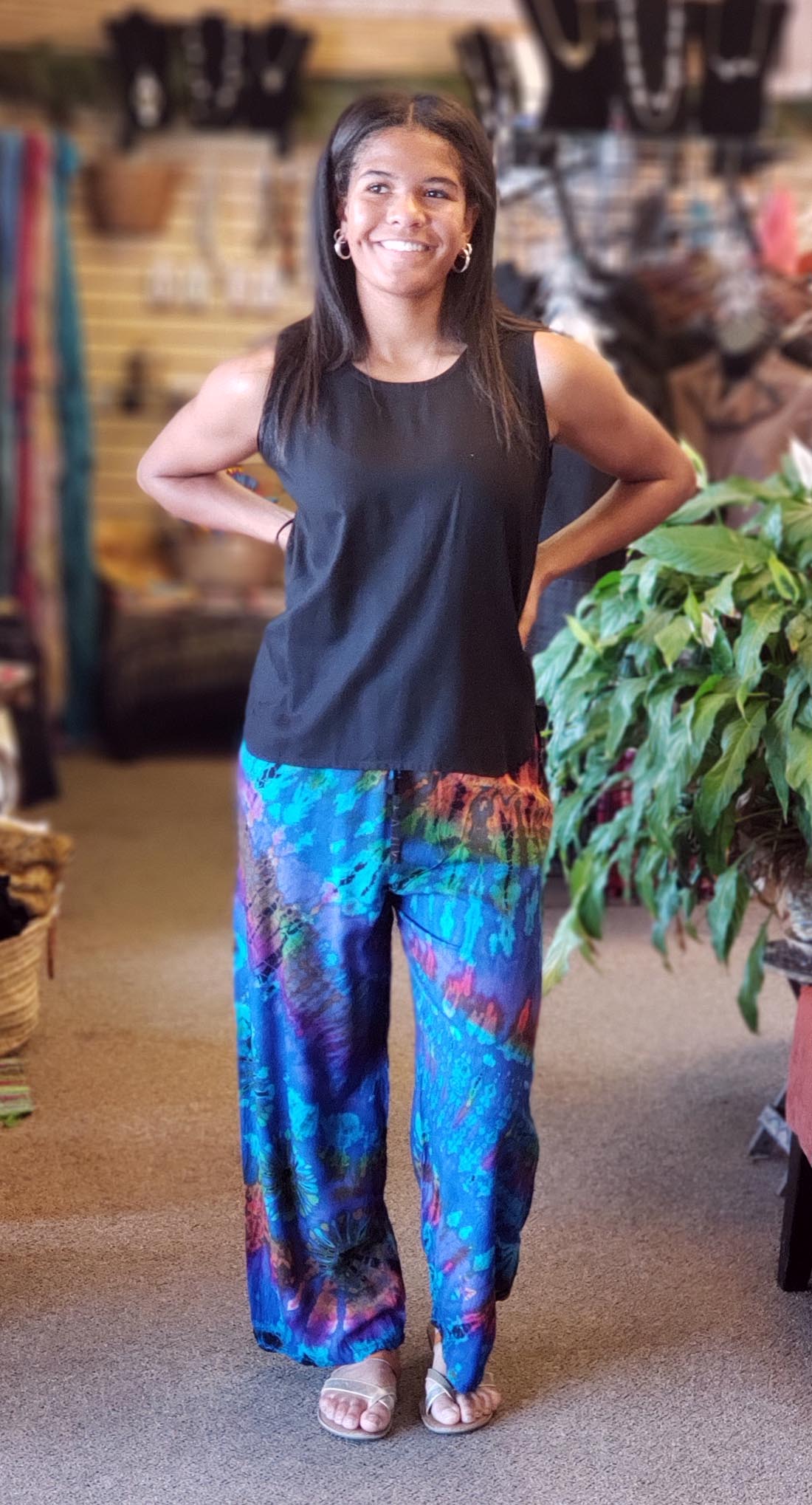 Tie Dye Rayon Straight Leg Pants