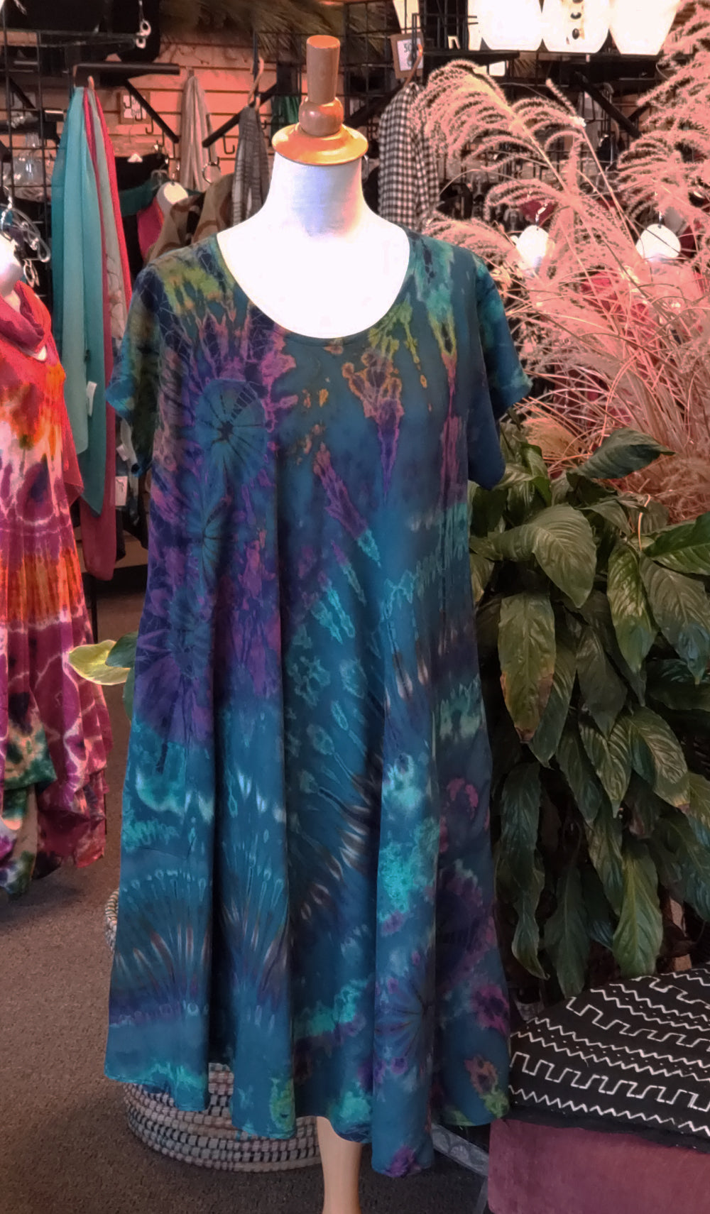 Tie-Dye Dress Cap Sleeves