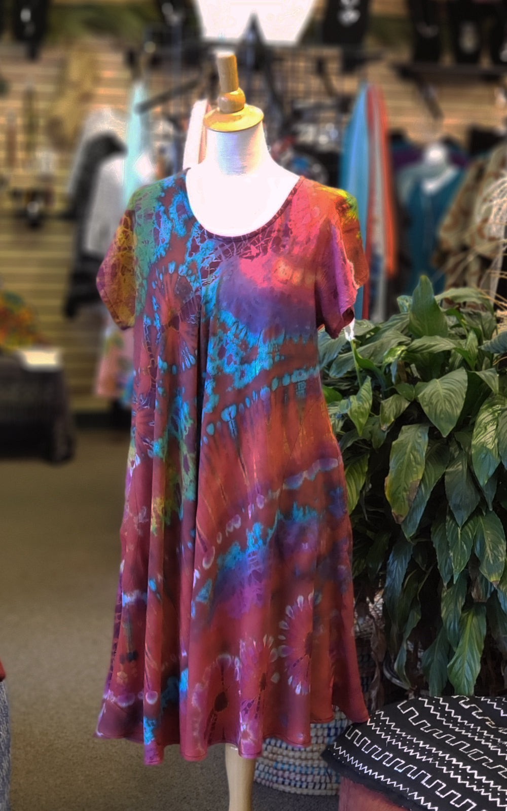 Tie-Dye Dress Cap Sleeves