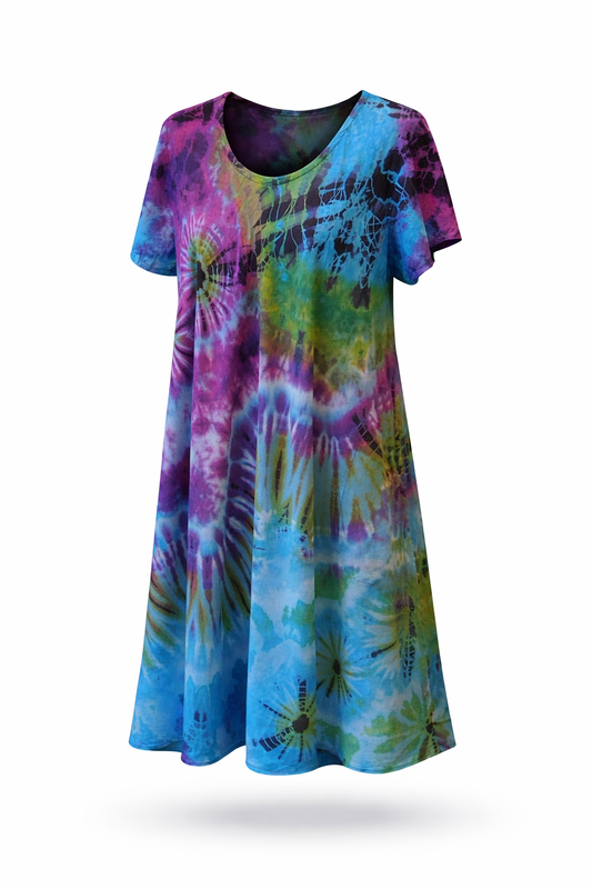 Tie-Dye Dress Cap Sleeves