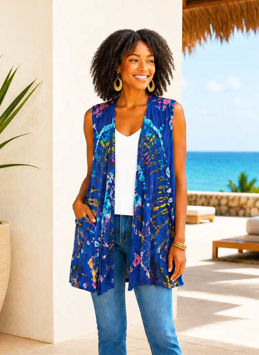 Tie Dye Vest Blue